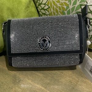 Valentino Orlandi Black and Silver Crossbody Bag